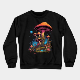 Colorful Mushrooms and Full Moon Crewneck Sweatshirt